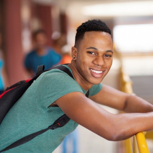 Young man with backpack
