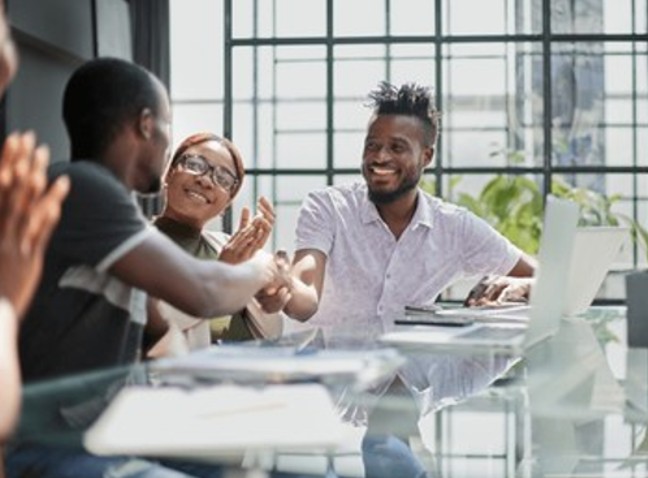 Men celebrating together