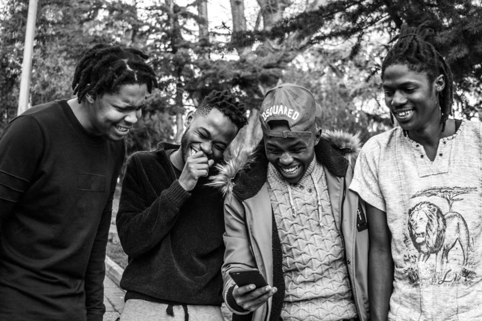 Friends laughing together